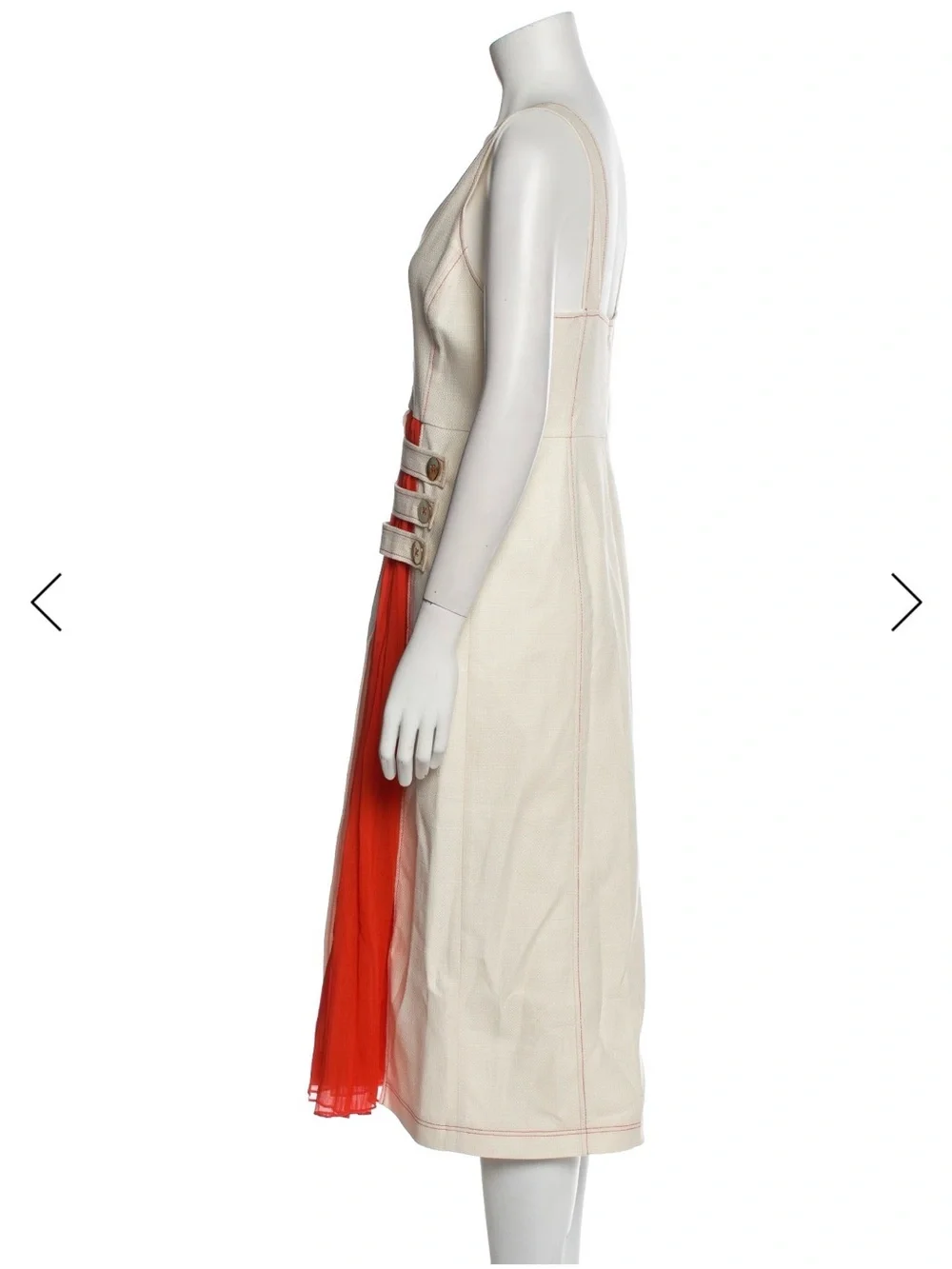 Alexis Cream Dress with Orange Front Panel